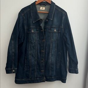 Chic Dark Blue Denim Jacket, size 1x